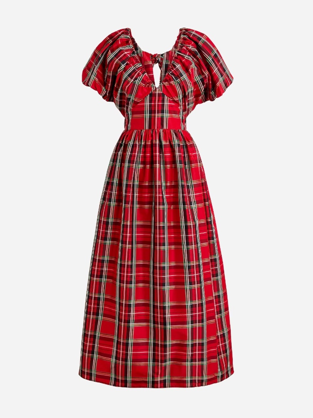 J.Crew Collection Cecily Dress in Tartan Taffeta Puff Sleeves Limited Edition